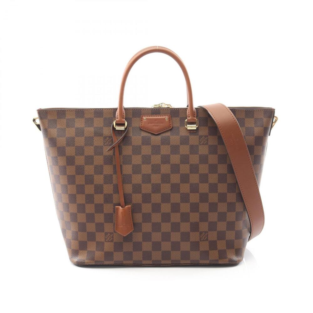 Louis Vuitton Belmont Tote Bag Canvas Leather Damier Brown